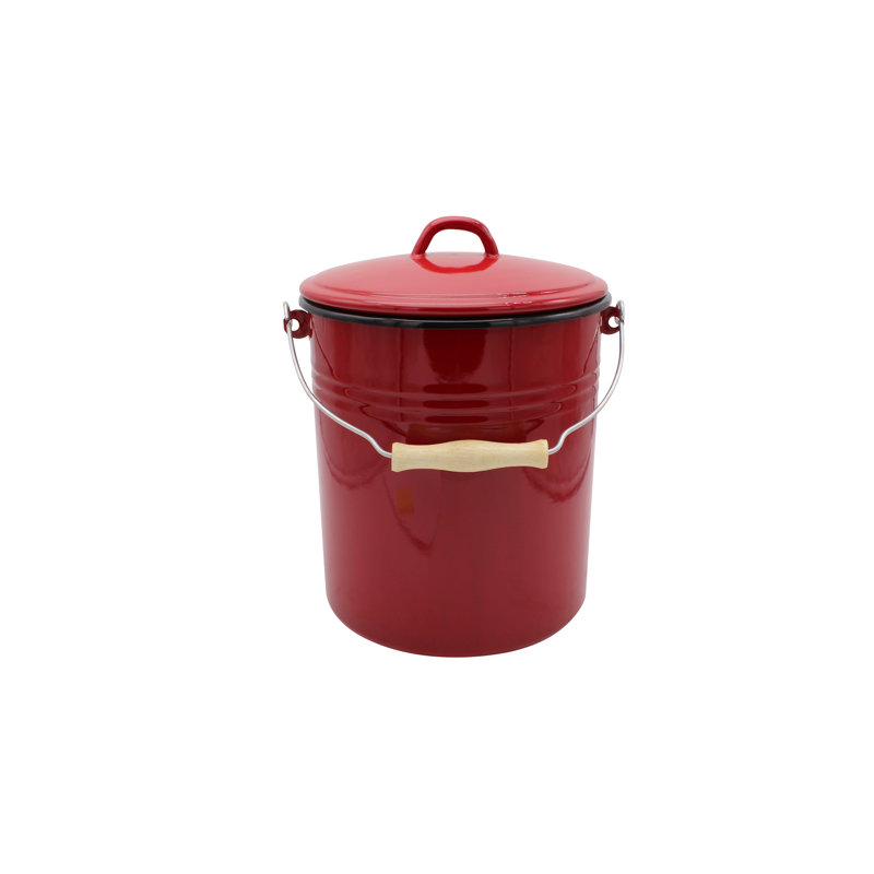 Karl Krüger Mülleimer emailliert, Red, 5 Liter