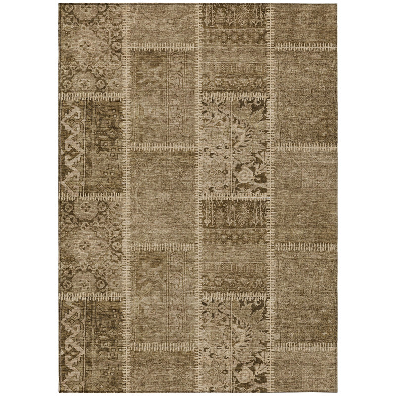 Heffington Indoor/Outdoor Area Rug with Non-Slip Backing, Rectangle 3' x 5'