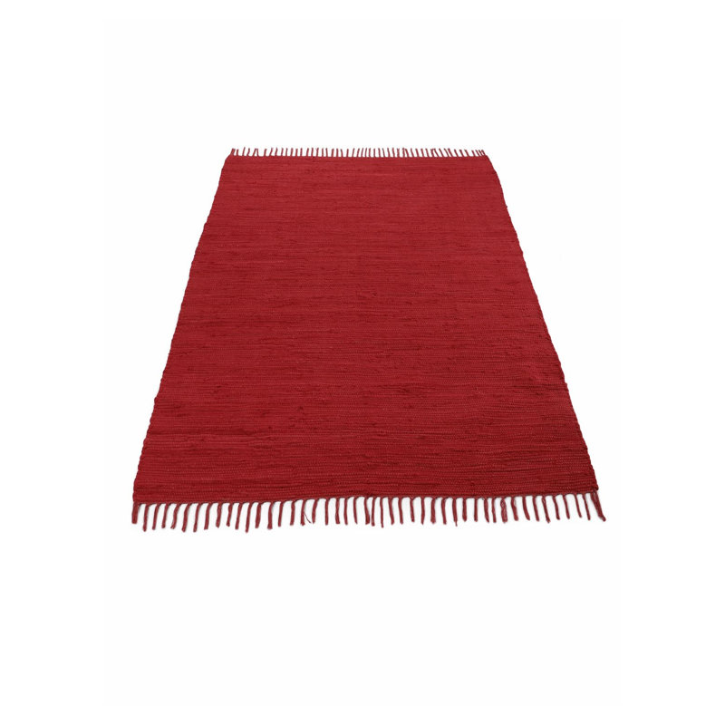 Chindi Uni Solid Colour Hand Crafted Hand Braided Red Area Rug, Rectangle 190 x 290cm