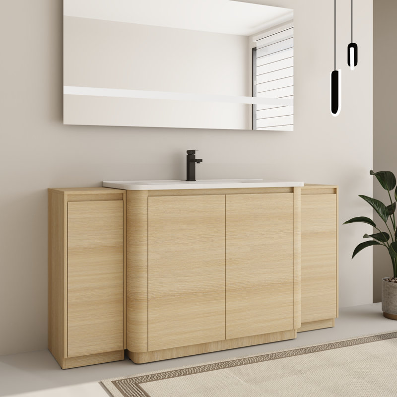 Ensemble de meuble-lavabo simple 64 po avec comptoir en céramique Addisin, 64''