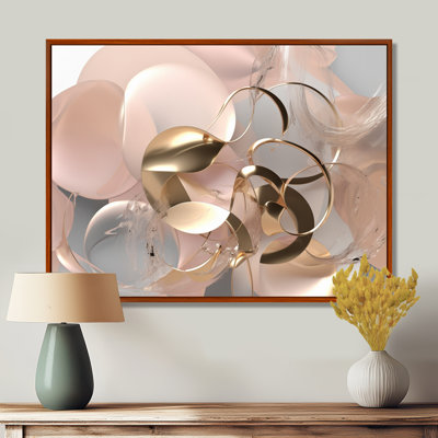 Art liquide, effervescence dorée et rose - 0, art mural