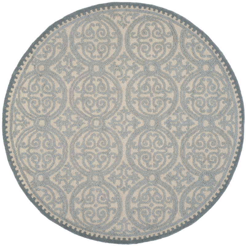 Sadik Cambridge Hand Tufted Wool Geometric Rug, Round 10'
