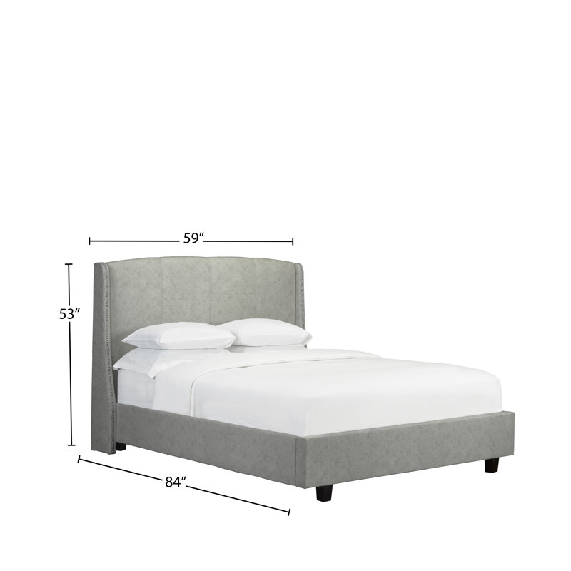 Lit plateforme tapissier Stonge, Double, Velours - Argenté