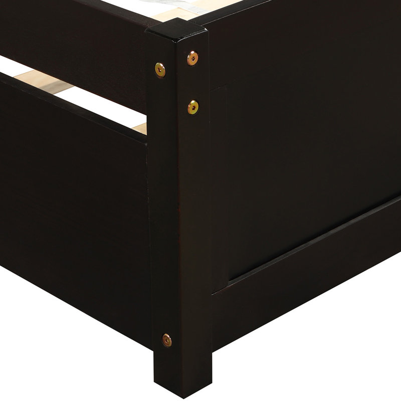 Base de lit simple avec lit gigogne en bois, Noir