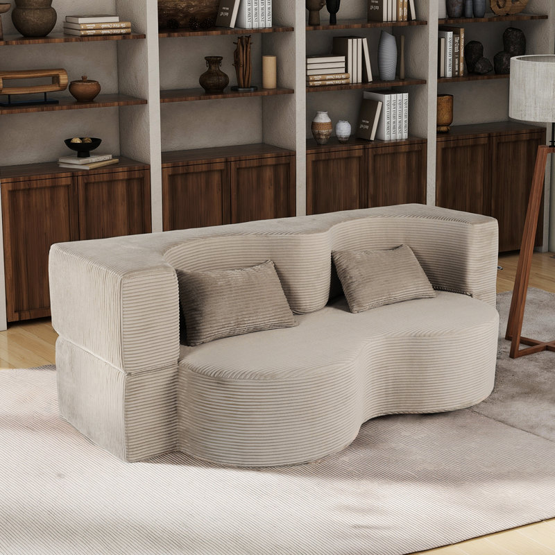 Canapé d'intérieur pour espace de vie, canapé-lit pliable 2-en-1, canapé-lit compressible convertible de 75 pouces avec 2 coussins