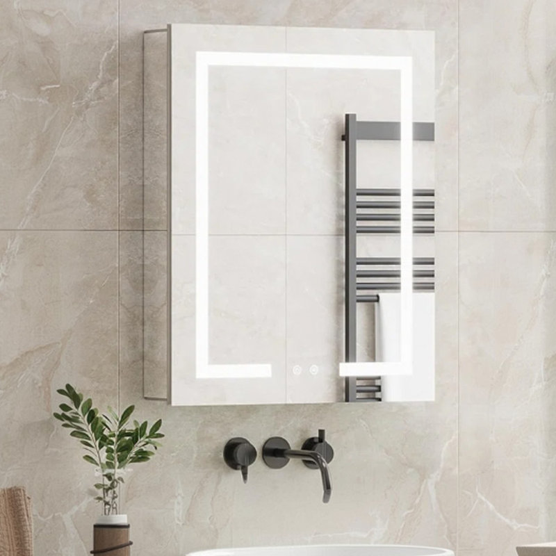 30" H X 24" W Led Medicine Cabinet Mirror For Bathroom, Lighted Medicine Cabinet With Double-side Led Light And Mirror, 3 Color Temp, Anti-fog, Built-in Outlet