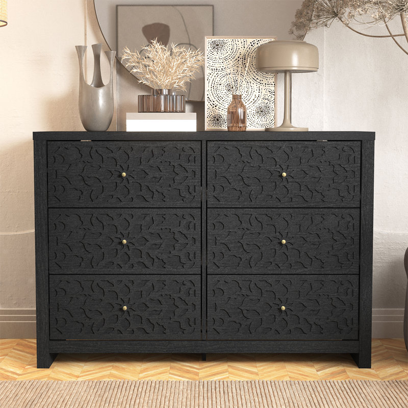 Lukasik 45.4'' W 6 - Drawer Dresser, Black