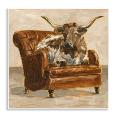 «Abstract Bull Livingroom Chair Brown Orange» par Ethan Harper, reproduction d'art graphique