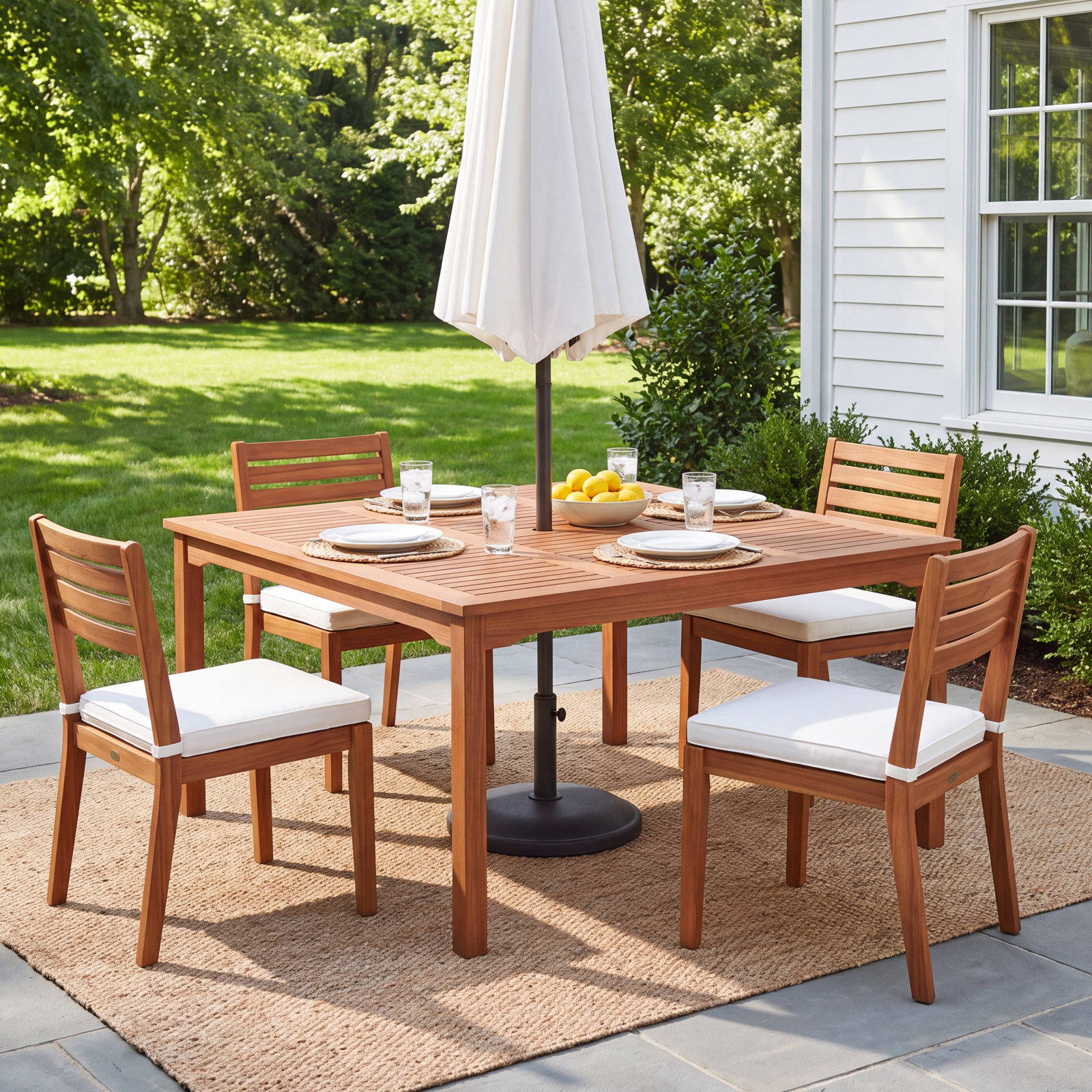 Alyisa 59" Eucalyptus Patio Dining Table, Dark Wood