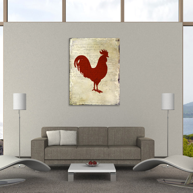 Rooster Silhouette 1 by Kimberly Allen - Wrapped Canvas Print, 122 cm H x 91 cm W x 4 cm D