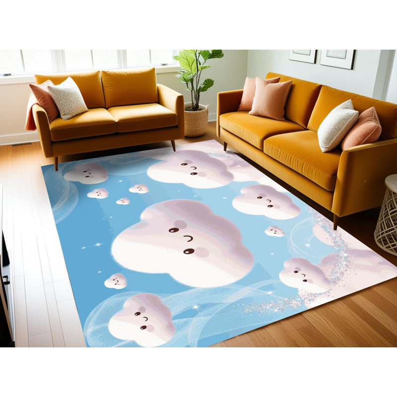 Tapis lavable pour enfant East Urban Home Sky Clouds_Sky041, Rectangulaire 2 pi x 3 pi