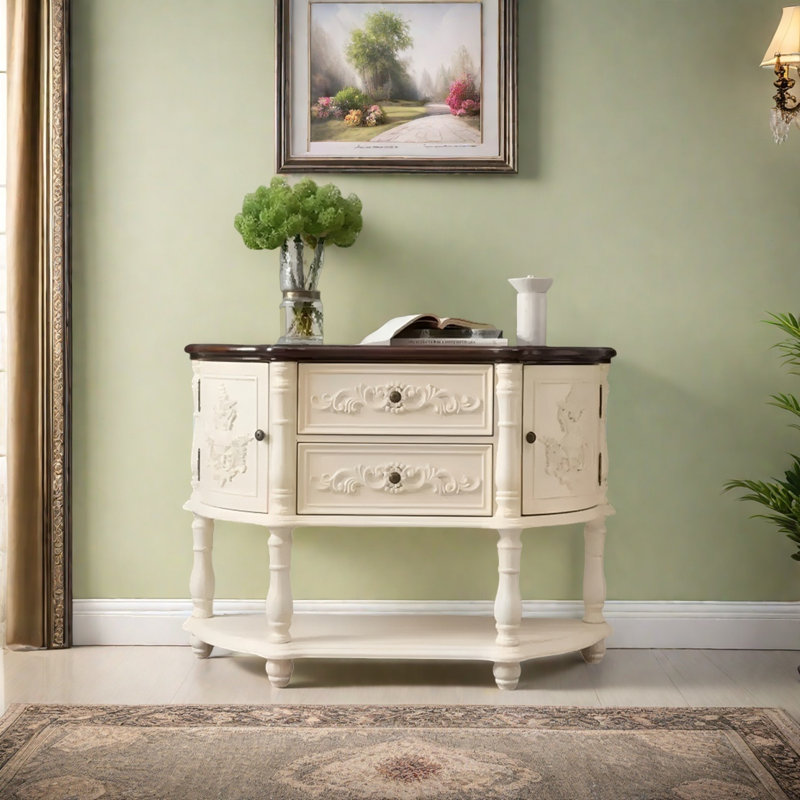 Console American Retro, Blanc, H 34,25 po x l 47,24 po x P 15,75 po