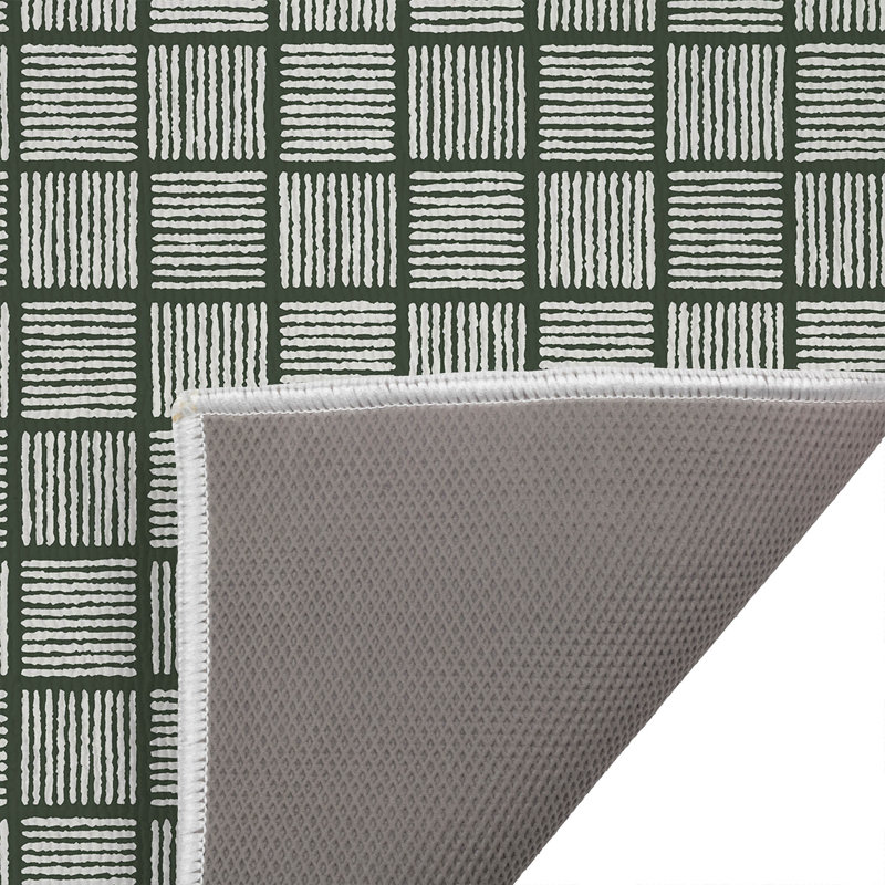 Tapis de toilette rectangulaire absorbant et antidérapant Tally Blocks, 24" W x 17" L, Chimichurri, Green