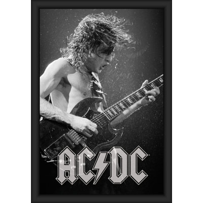 AC / DC - Affiche d'art encadrée Angus Live - 24 x 36 po - Cadre en bois d'ingénierie avec verre plexi