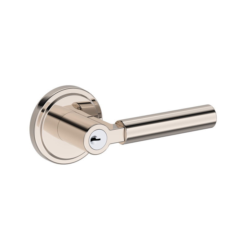 Lake Forest Keyed Entry Lever with Stepped Round Rose, Polished Nickel