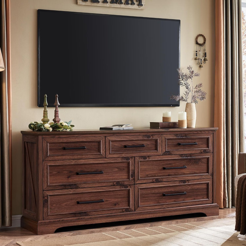 Jasonpaul 52" Farmhouse 7 Drawer Dresser, Scratch-Resistant Engineered Wood, Storage Organizer for Bedroom, Living Room, Study