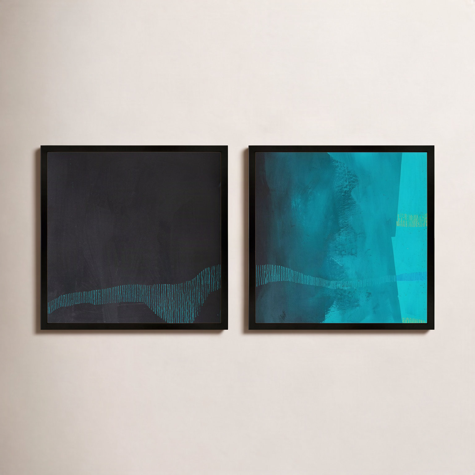 Delta Wave 3 and 4 2-Piece Painting Set, Black Framed, 30" H x 30" W x 1.25" D