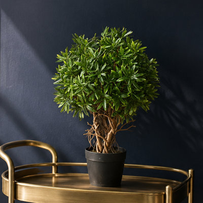 Fire Retardant Artificial Tree 45 cm H Faux Palm Tree Plant in Plastic Pot Liner