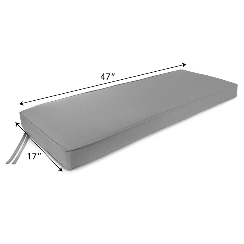 47" x 17" Outdoor Bench Cushion with Ties and Welt, Canvas Teal