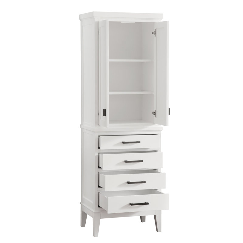 Armoire à linge en bois massif l 24 po x H 71 po x P 16 po Charley, Blanc