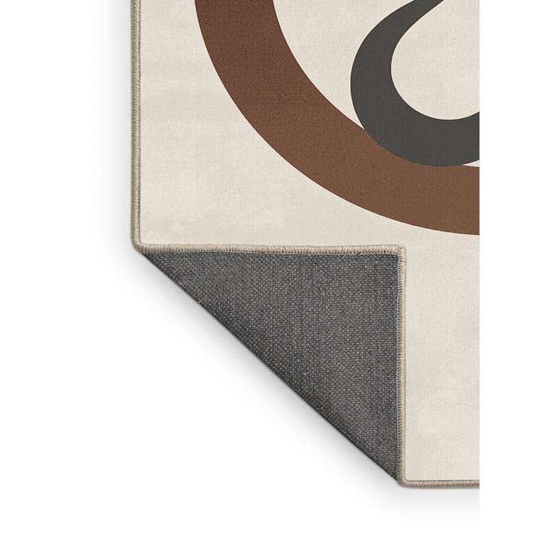 Soft Plush Hewson Ouroboros Snake Symbol Modern Area Rug in Beige – Beige Binding, 2x5