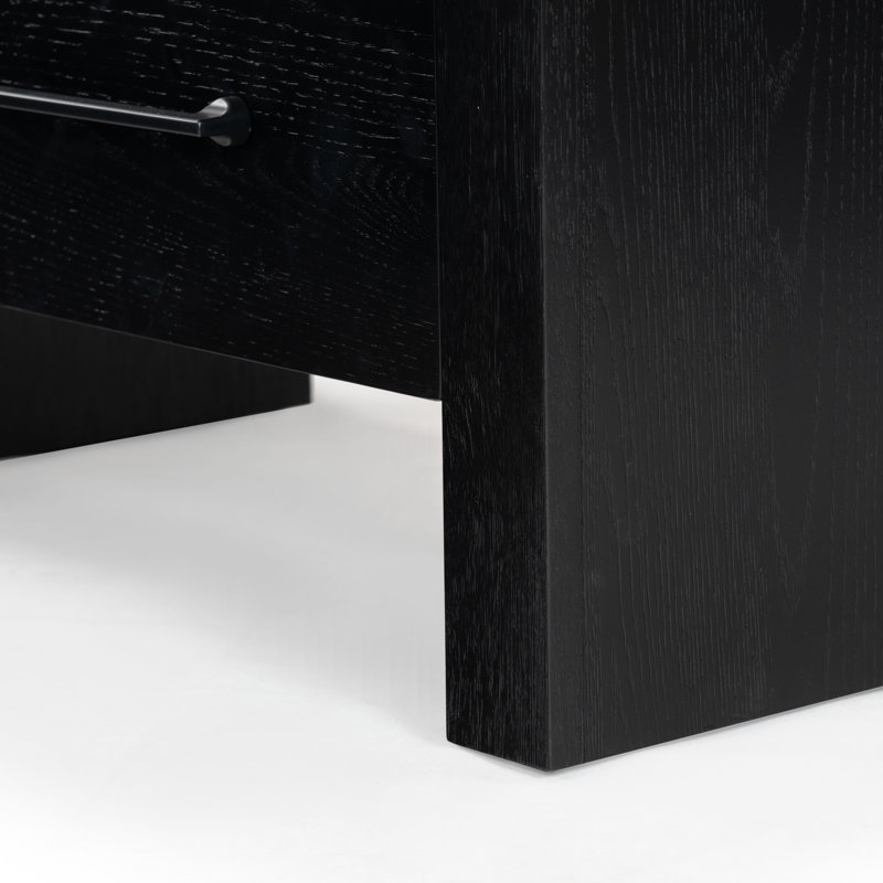 Katrina Wood 2 Drawer Nightstand, Black