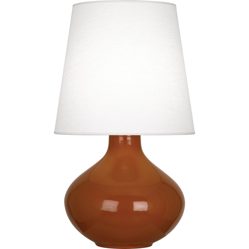 June Table Lamp, Oyster Linen, Rose Water Glazed