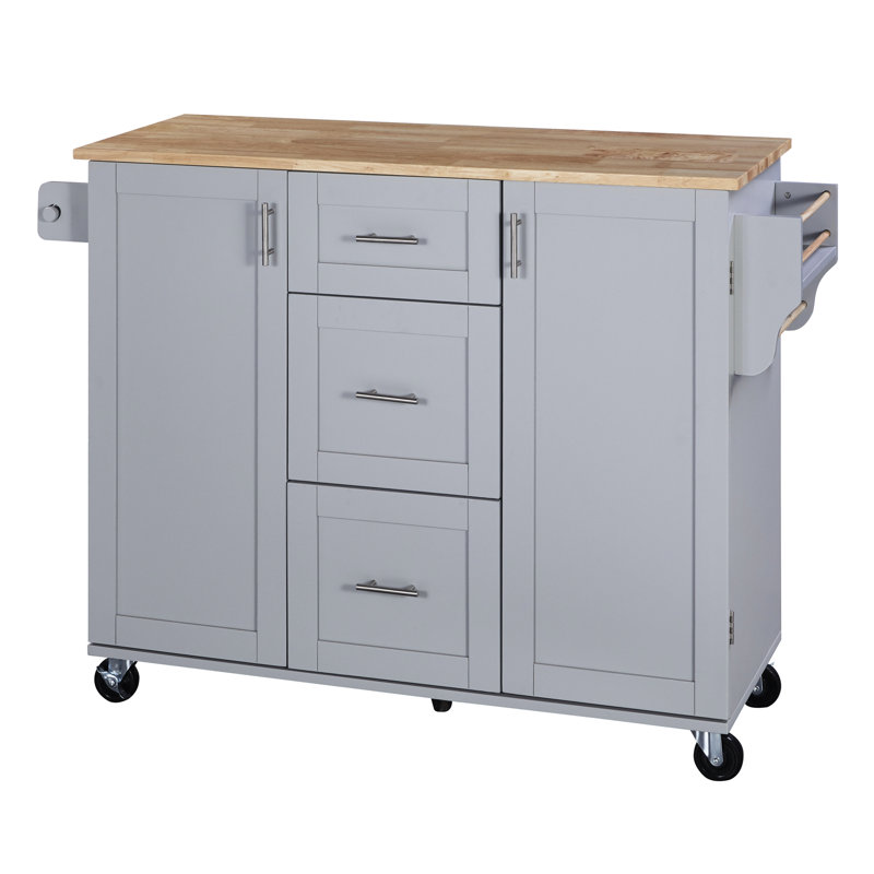 Îlot de cuisine roulant avec tablettes, bleu, maximisez votre espace de rangement Roues verrouillables bleues, stables et mobiles, idéales pour une utilisation