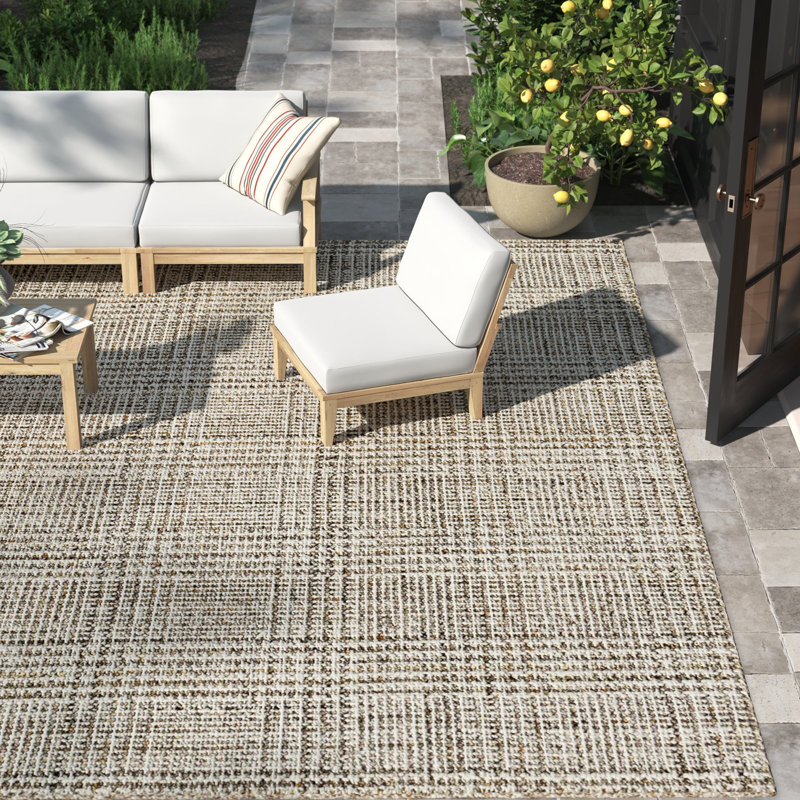 Gadi Hand Loomed Recycled P.E.T. Geometric Indoor / Outdoor Area Rug, Rectangle 12' x 15'