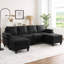 Tissu en lin noir en forme de L de 102 pouces de style contemporain avec mousse à mémoire de forme à deux couches, siège mi-moelleux pour espace de vie, possibilité de bricolage, toucher doux luxueux, rangement sous le siège, système à ressorts
