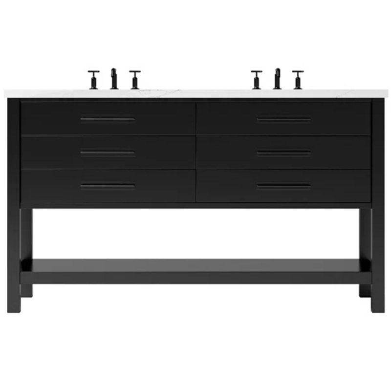 Kiawah Double Drawer Bath Vanity, French Olive, 60", Polished Chrome
