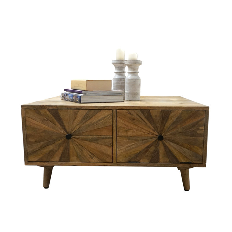 Hand-crafted Sunburst Coffee Table With Storage