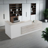 L-Shaped Casavant with Lockable Drawers and Side Cabinet – Ideal as Computer Desk for Office or Home