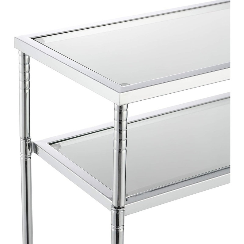 Console de style Tudor - Plateau en verre transparent avec structure en chrome