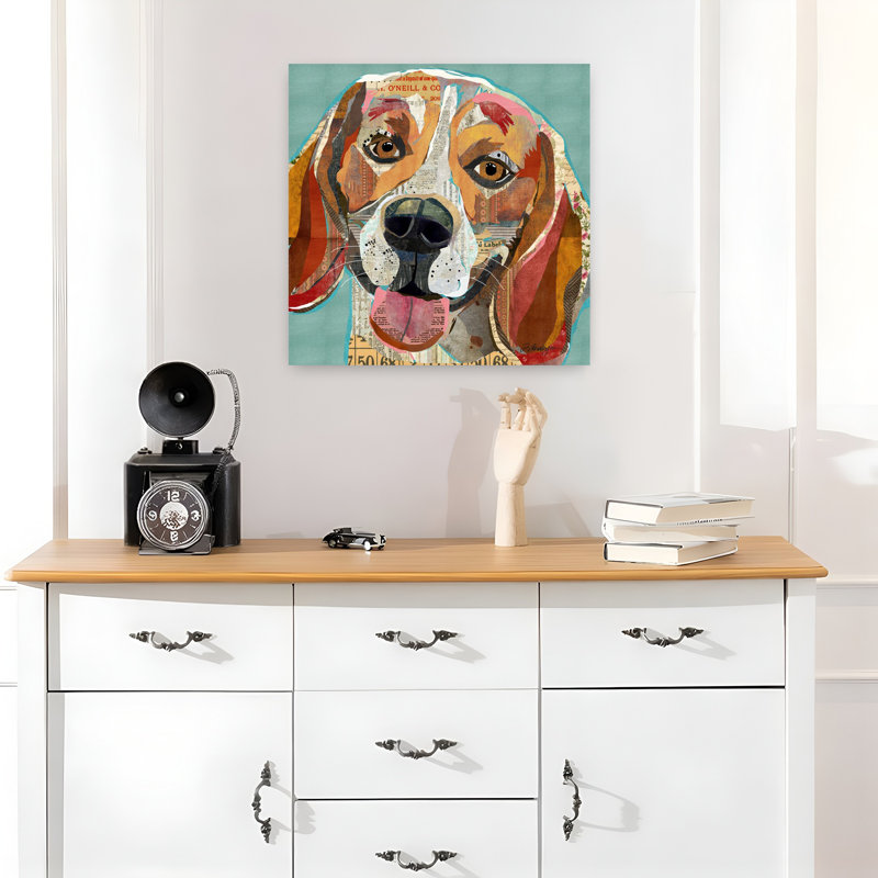 Beagle, art contemporain pour chien, H 18 po x l 18 po