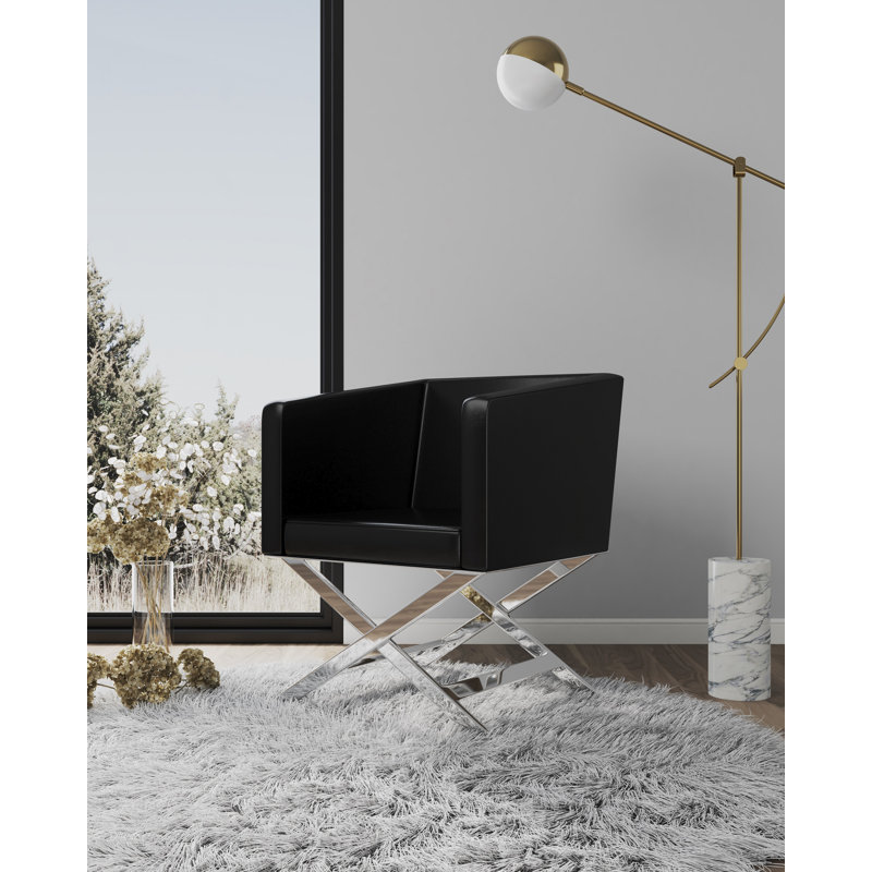 Fauteuil d'appoint rembourré Hollywood, Similicuir noir