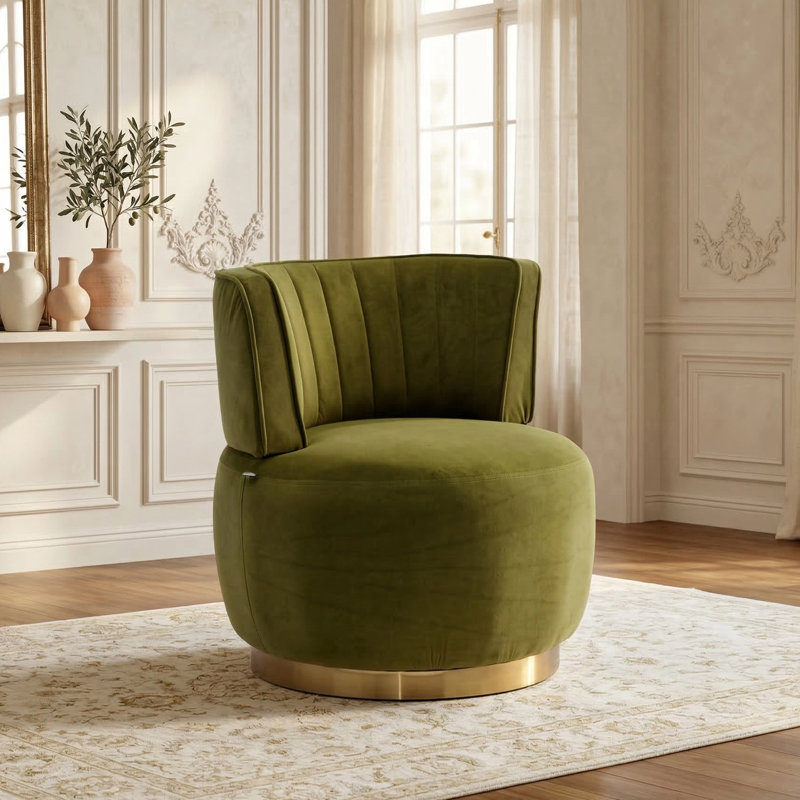 Fauteuil d'appoint en velours pivotant confortable, Green