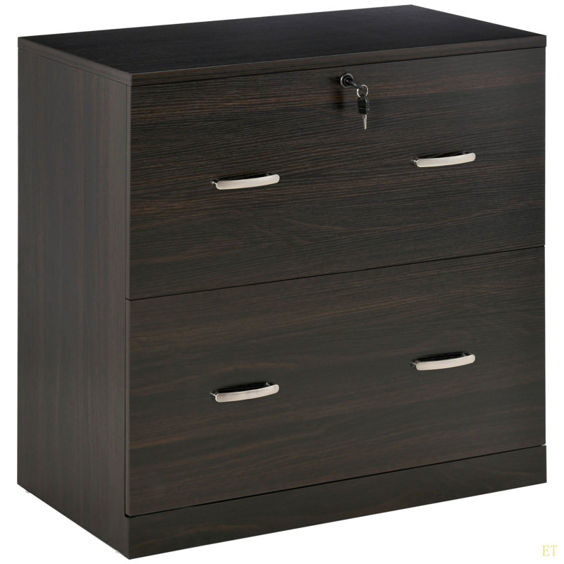 Classeur à 2 tiroirs avec serrure et clés, classeur vertical avec barre de suspension pour format lettre, bureau à domicile