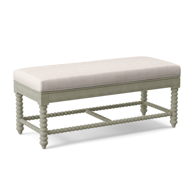 Banc en bois massif Louisa, Rayures perle; 0206-85, Finition pierre grise