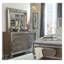 Commode 6 tiroirs gris argenté avec bordure biseautée et quincaillerie en acrylique