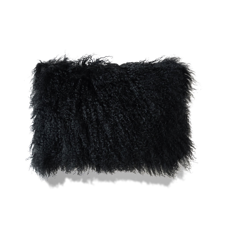 Housse et insert de coussin carré Mongolian, Noir, noir, noir, noir, Polyester/Polyfill, H 12 po x l 18 po x P 3 po