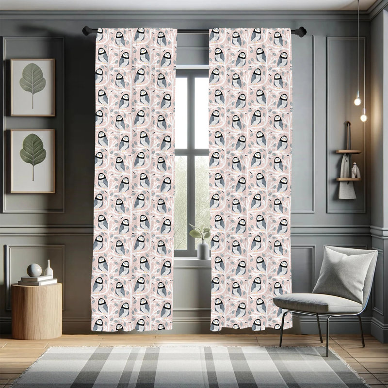 Paire de rideaux semi-transparents avec passe-tringle Owl, 28 po x 63 po