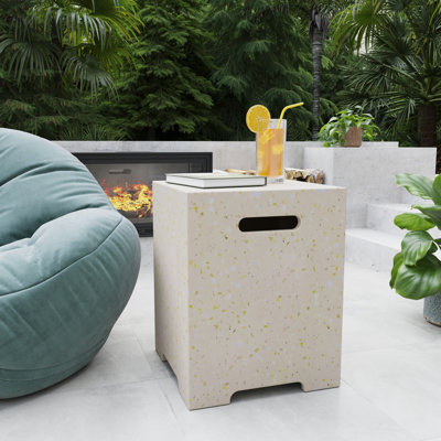 Square Magnesium Oxide Outdoor Propane Tank Cover in Beige