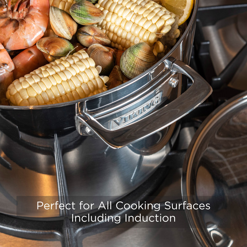 Viking 3-Ply Stainless Steel 12-Quart Stock Pot with Metal Lid