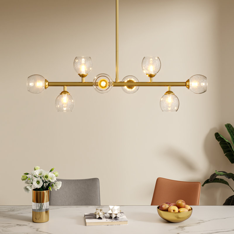 Ether 8-Light Modern Linear Metal and Glass Sputnik Chandelier