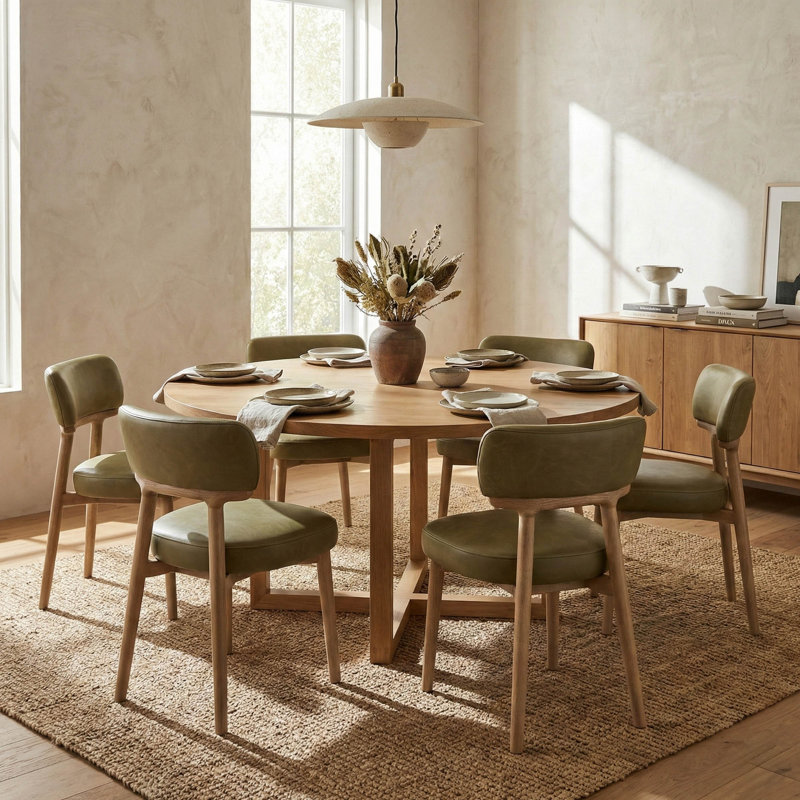 Chaise Vista - cuir vert sauge, Sage Green Leather