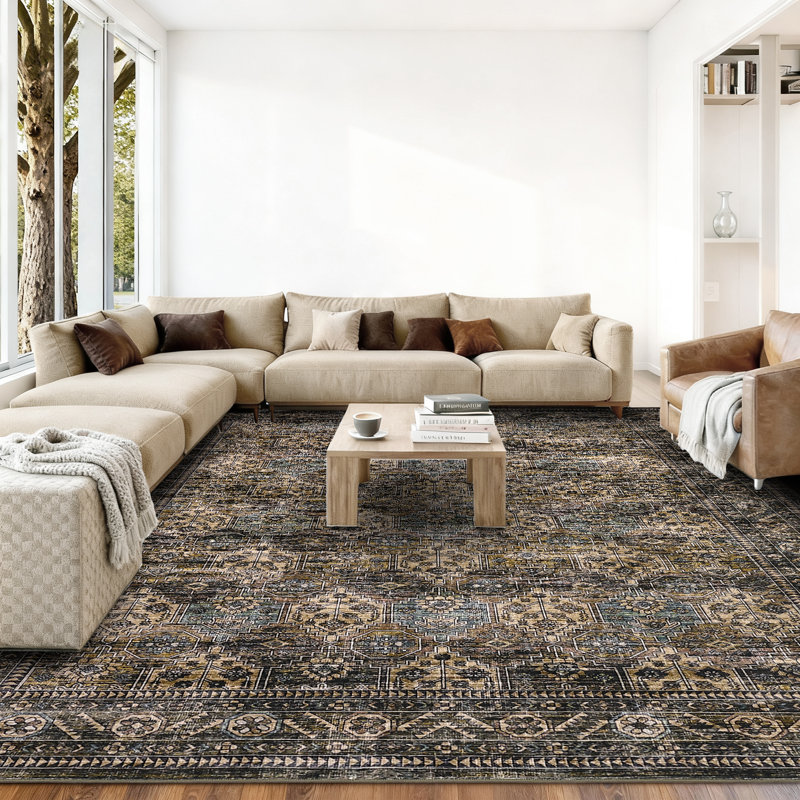 Tapis antidérapants et antidérapants pour tapis de salon et de salle à manger, Beige, Rectangle 10 pi x 13 pi