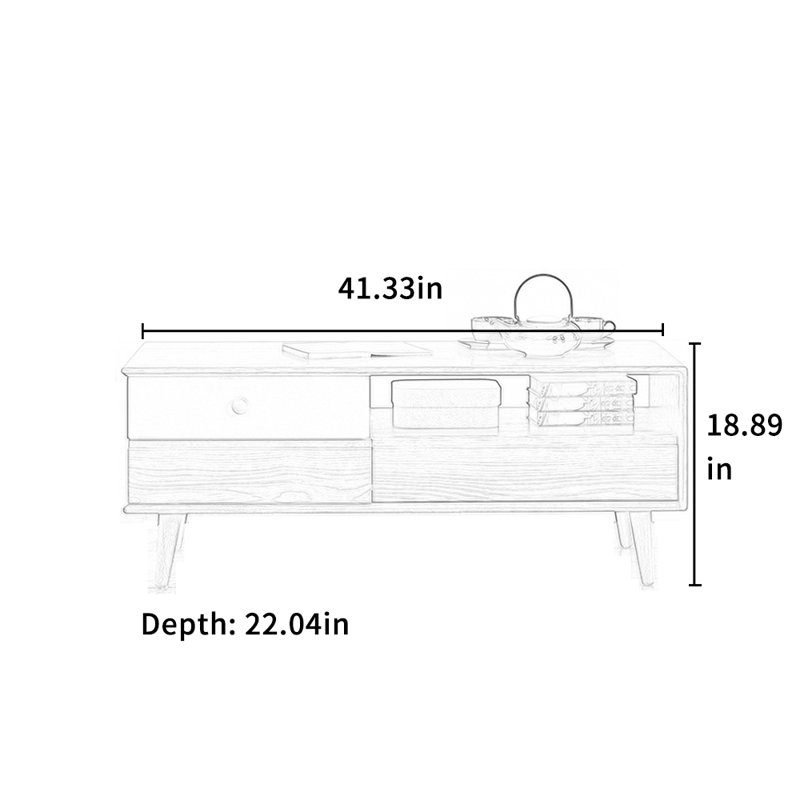 Table basse Modern, H 18,89 po x L 41,33 po x l 22,04 po