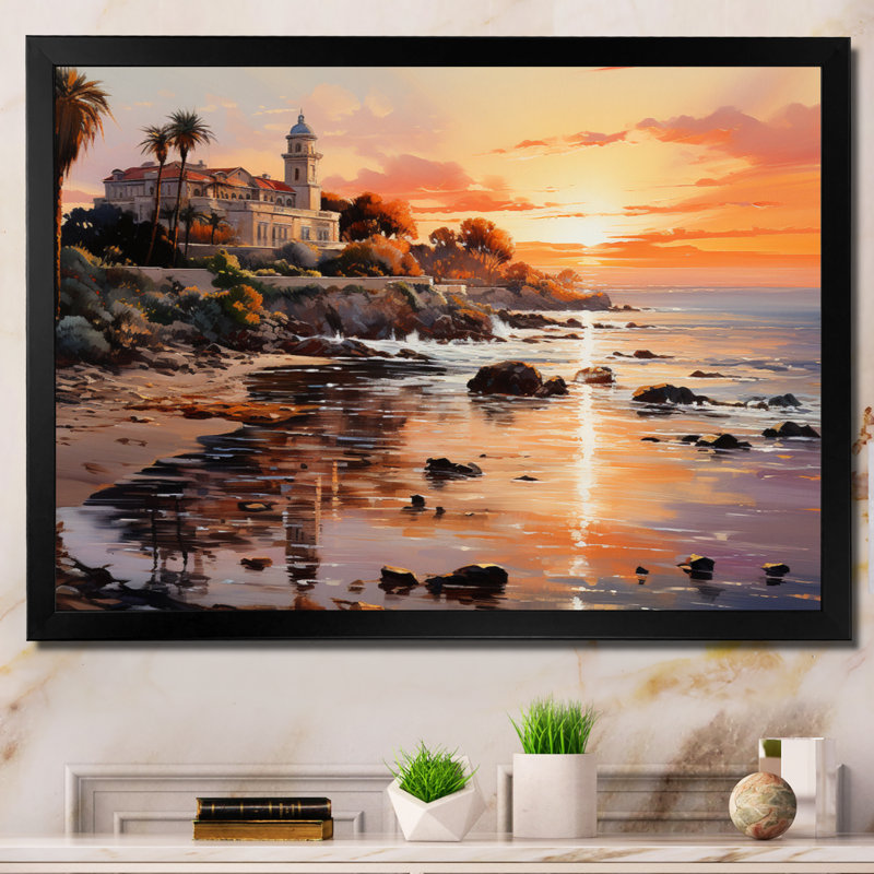 Viviano, Espagne, coucher de soleil sur la Costa Del Solin II, reproduction sur toile, Cadre simple noir
