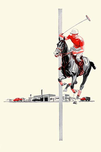 Polo rider-imprimé, H 42 po x l 28 po x P 1,5 po